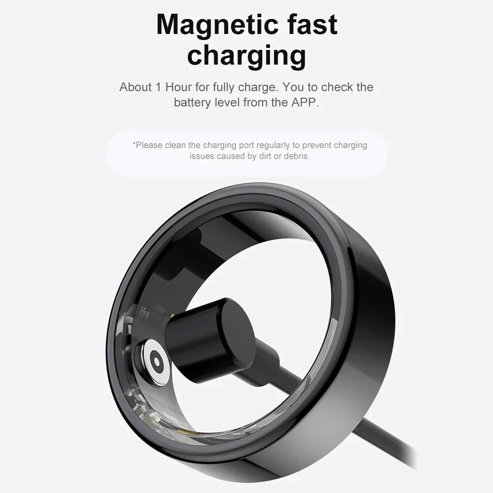 NNEOBA Titanium Steel Smart Ring with Health Monitoring, IP68 Waterproof, and Multi-sport Modes