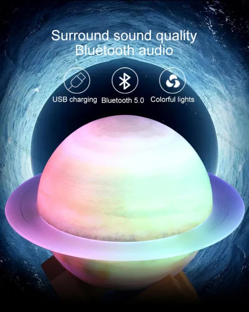 A compact wireless speaker that blends great sound with cosmic style. Features a glowing 7-color LED light and a sleek astronaut design — ideal for any room or gift.