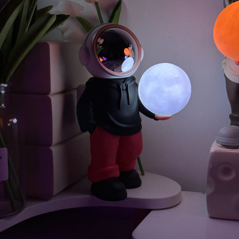 NNEDSZ Holding the romantic moon Creative Astronaut Bluetooth Speaker with 3D Starry Sky Lighting, Portable Wireless Moon Lamp Speaker