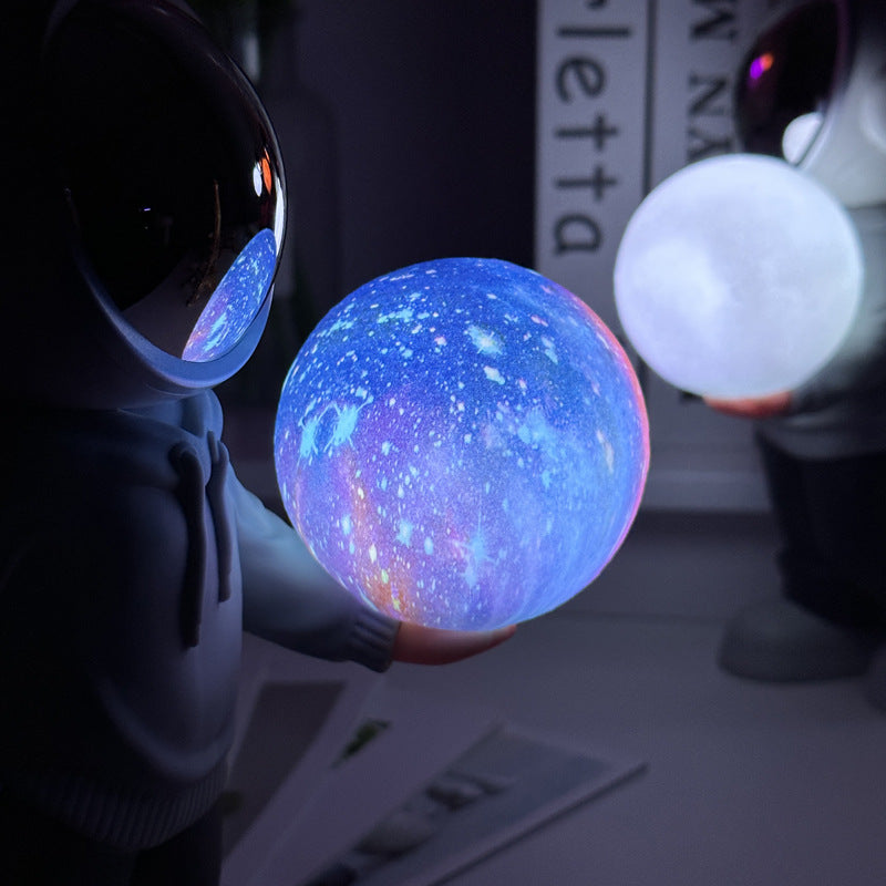 NNEDSZ Holding the romantic moon Creative Astronaut Bluetooth Speaker with 3D Starry Sky Lighting, Portable Wireless Moon Lamp Speaker