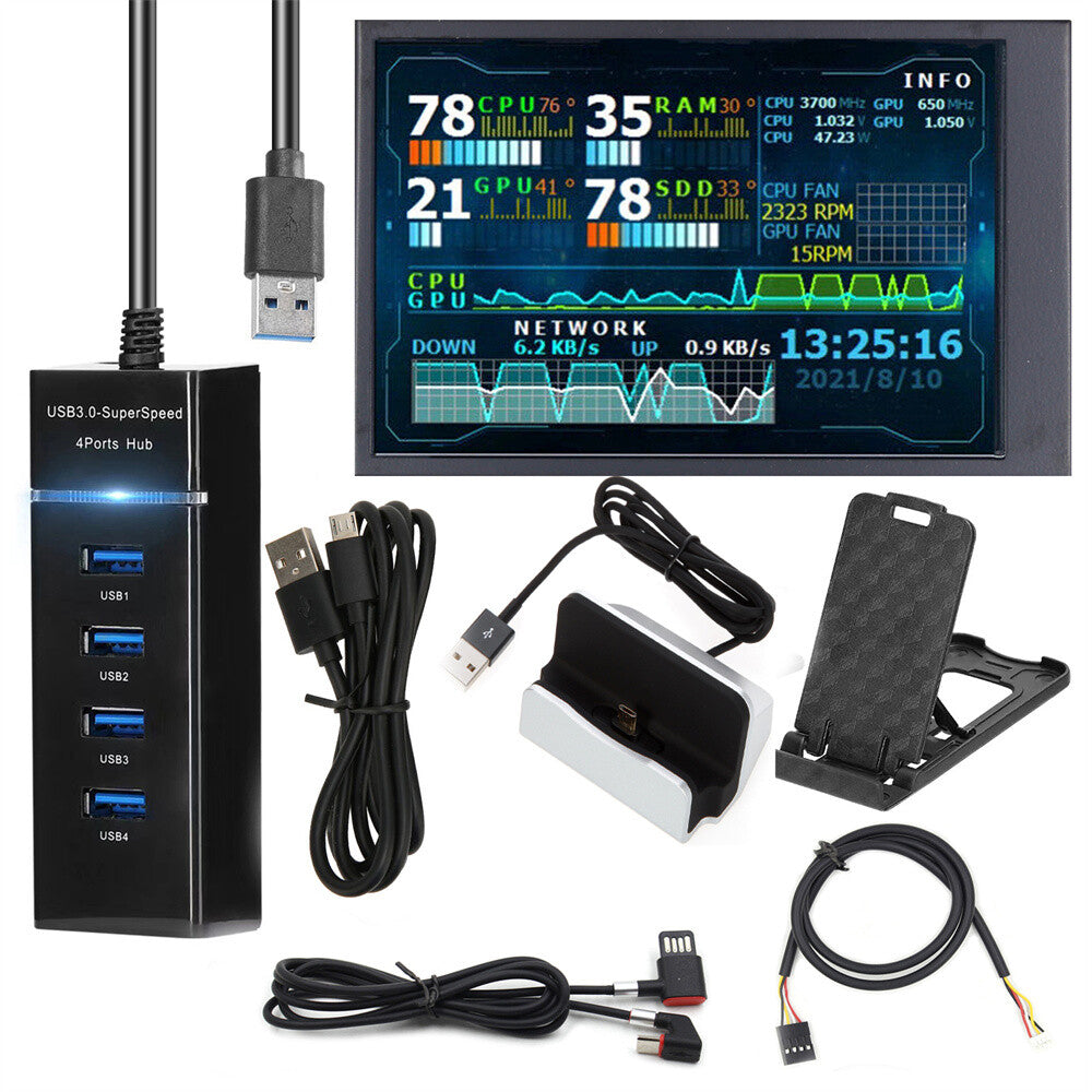 3.5 Inch IPS USB Secondary Display Screen AIDA64 Mini Monitor 360° For Pi ITX PC