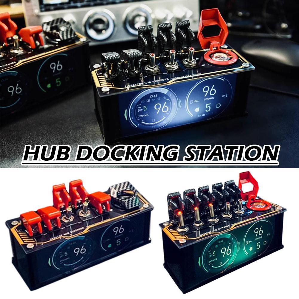 USB Switch USB Hub Built-in RGB Light Support Bluetooth for Retro Decoration C7