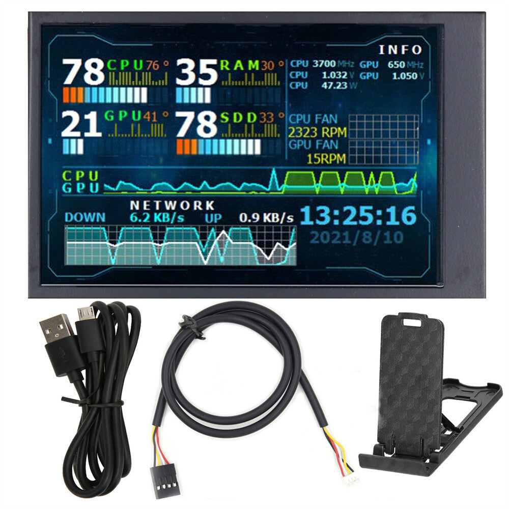 3.5 Inch IPS USB Secondary Display Screen AIDA64 Mini Monitor 360° For Pi ITX PC