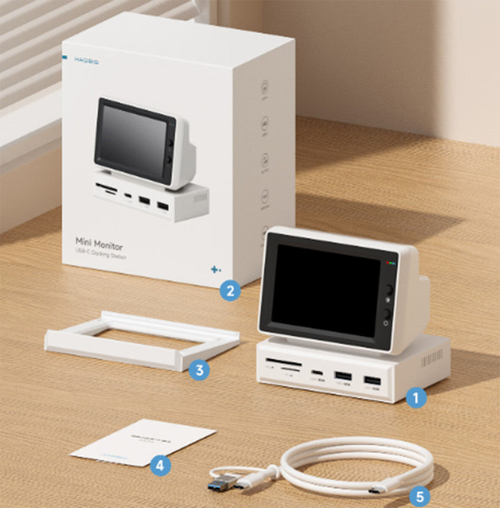 Hagibis Mini Monitor USB-C Docking Station 3.5'' IPS Screen For Windows