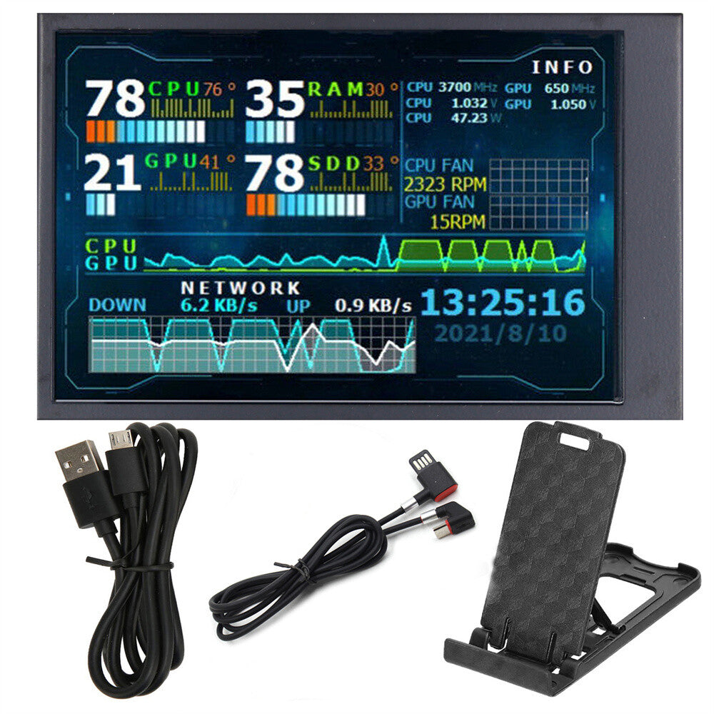 3.5 Inch IPS USB Secondary Display Screen AIDA64 Mini Monitor 360° For Pi ITX PC
